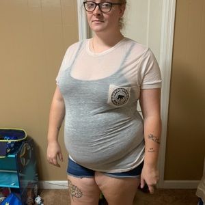 Great smoky mountains see-through shirt large soft pink